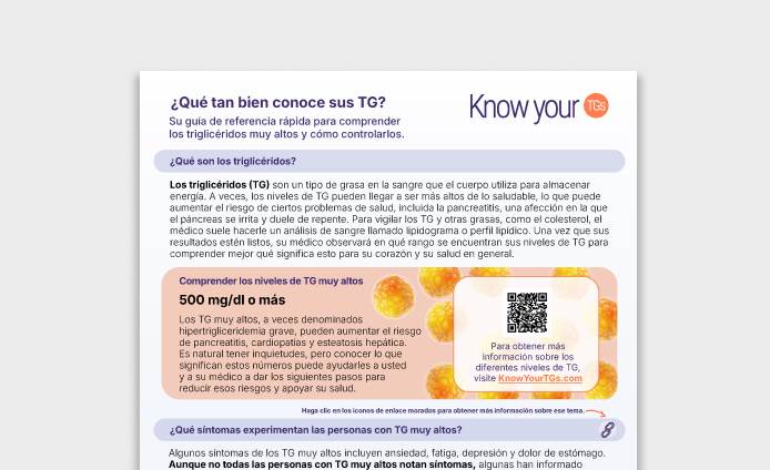 Hoja informativa de triglicéridos (TG) muy altos