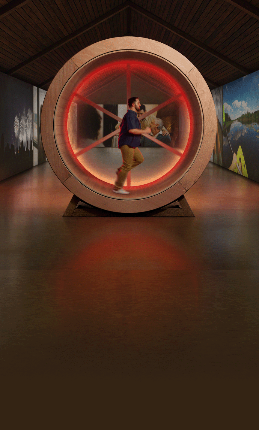 Man Running on Wheel