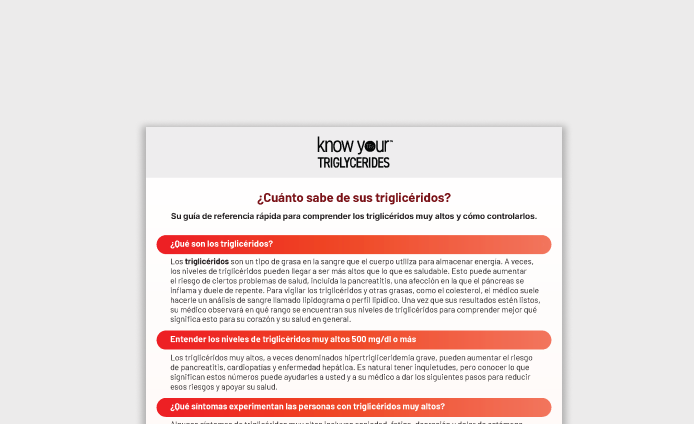 Hoja informativa de triglicéridos (TG) muy altos