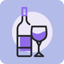 Bottle and glass of wine icon.