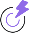 Circle with a lightning bolt icon.