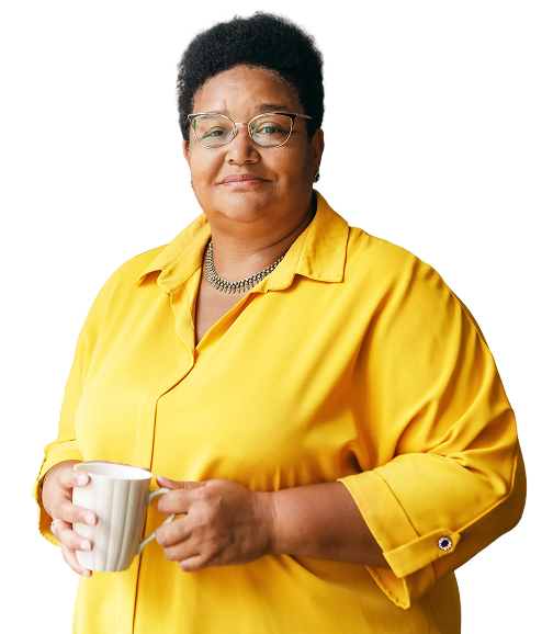 A woman holding a mug.