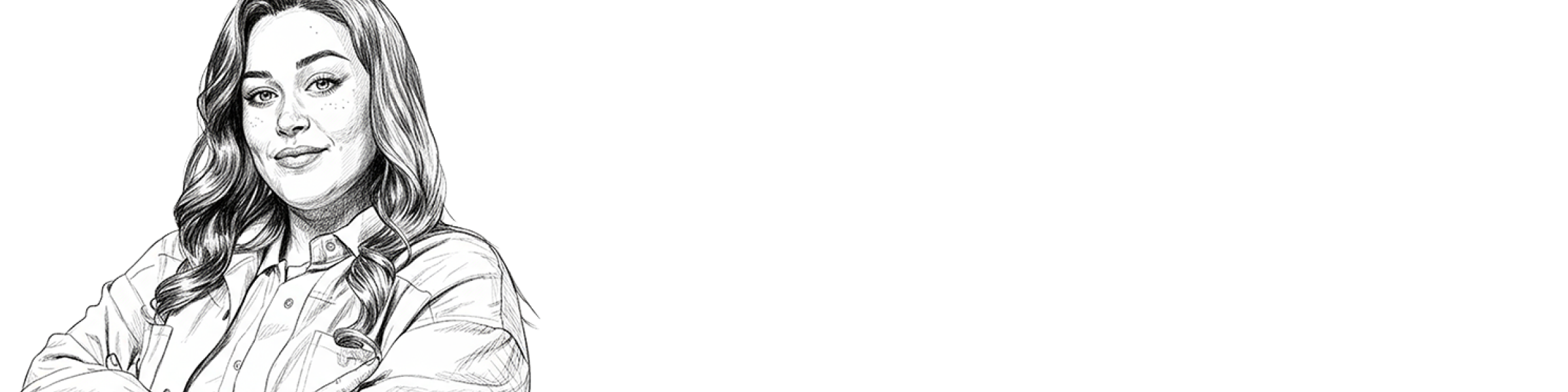 Sketch illustration of a woman with her arms crossed.