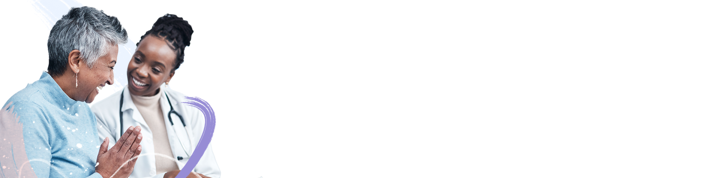 Actors portraying a patient with high triglycerides and doctor smiling together.