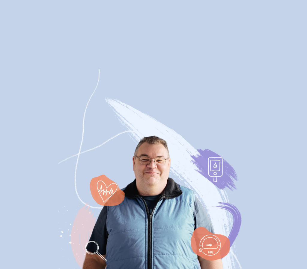 Actor portraying a man living with very high triglycerides.